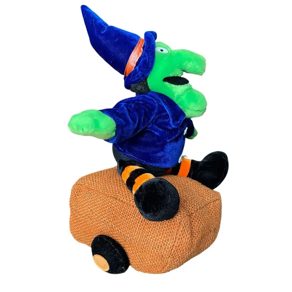 Vintage Witch Plush Doll Velvet Bright Neon Burlap 1990s y2k Halloween Toy RARE